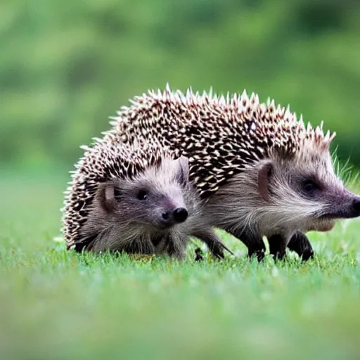 Prompt: hedgehogs kissing, photo