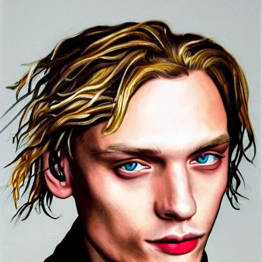 Image similar to renaissance portait of jamie campbell bower, detailed