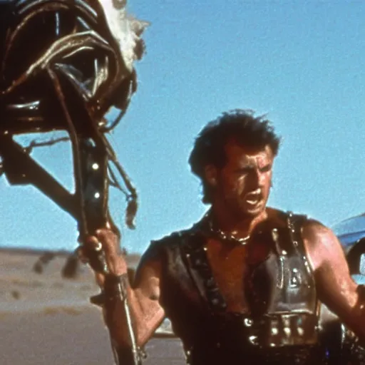 Prompt: The coolest action shot of the lead actor Joe Biden from the movie Mad Max (1988)