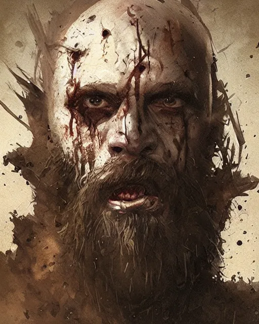 Image similar to hyper realistic photo portrait medieval bearded zombie cinematic, greg rutkowski, james gurney, mignola, craig mullins, brom