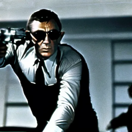 Image similar to a film still from a james bond movie in 1 9 7 5