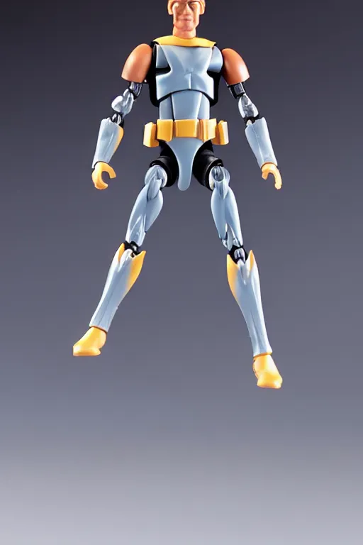 Image similar to product photo of kenner action figure, 5 points of articulation, sci fi, superhero, perfect human proportions, t - pose, studio lighting