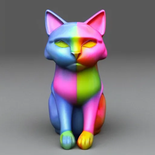 Prompt: colorful cat figurine in the style of kurt adler detailed 3 d rendered sculpture 4 k