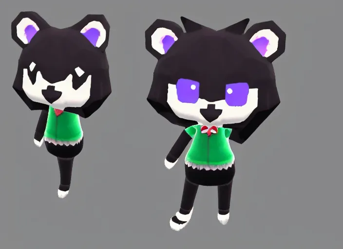 Image similar to extremely cute chibi werewolf animal crossing villager. animal crossing character. 3 d render, 3 d model rip, simplified, symmetry, animal crossing new horizons, hq, artgerm, arstation,