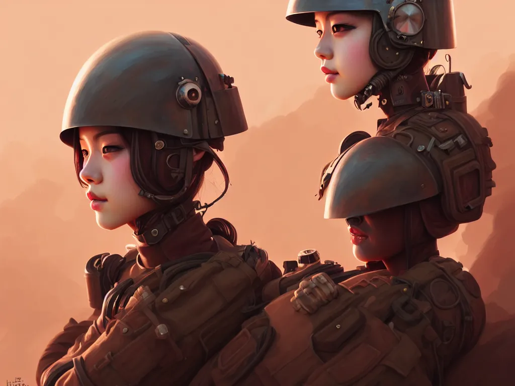 Prompt: portrait blackpink jisoo of dieselpunk soldier girl, helmet, desert, armored, highly detailed, digital painting, face detail, sharp focus, art, illustrations by loish and ayanamikodon and irakli nadar and rossdraws and wlop