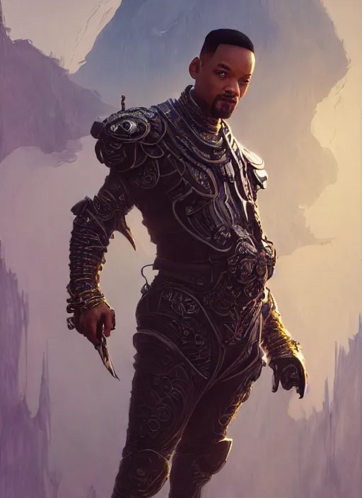 Image similar to will smith as oscar diggs, intricate, d & d, fantasy, art nouveau, digital painting, trending on artstation, sharp focus, wide shot, illustration, global illumination, ray tracing, art by artgerm and greg rutkowski and ruan jia