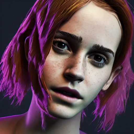 Prompt: textured film grain freckled face subsurface scattering emma watson as a fortnite character cgsociety octane render unreal engine redshift render trending on artstation trending on artstation render blender behance cg superhero