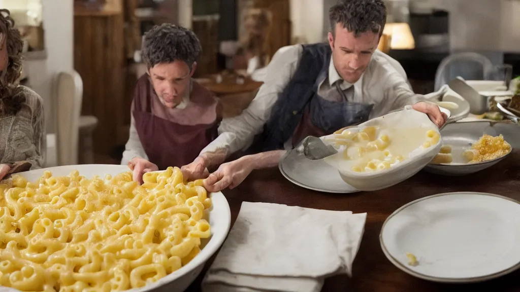 Image similar to mac and cheese vexing shape from hbo's the leftovers