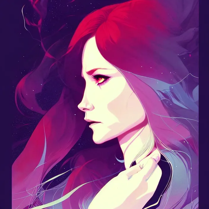Prompt: style artgerm, joshua middleton, conrad roset, beautiful kristen bell with black dress, very long white hair, symmetrical face, symmetrical eyes, purple fire powers fire swirling, detailed, forest setting, cinematic lighting