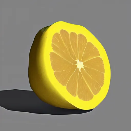 Image similar to a render of a low polygon lemon,