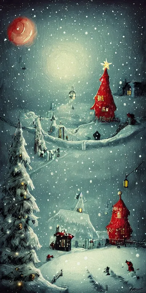 Image similar to a north pole christmas night scene by alexander jansson