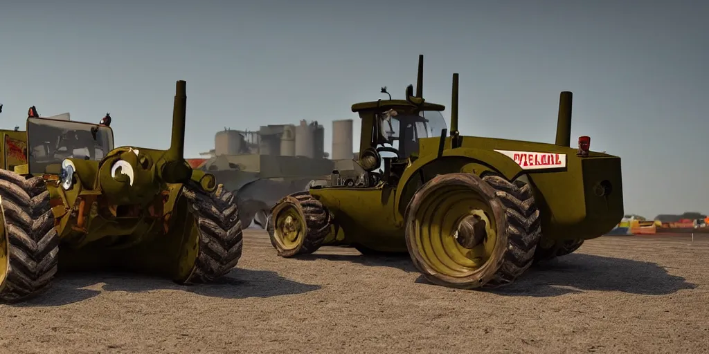 Prompt: a cute little tractor pulling a huge military tank, highly detailed, photorealistic portrait, bright studio setting, studio lighting, crisp quality and light reflections, unreal engine 5 quality render
