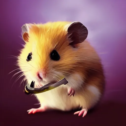 Image similar to “A flawless, fantasy photograph of a small hamster carrying an oversized, Buster Sword from Final Fantasy 7, Ultra HD, 8k resolution, High Quality”
