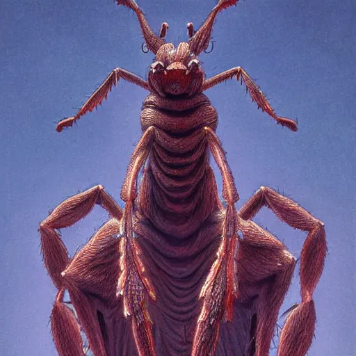 Prompt: A large ant queen standing on her hind legs, digital art, Wayne Barlowe