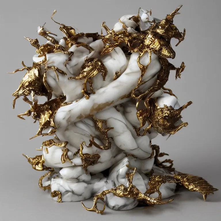 Image similar to rat king white marble with gold accents by ellen jewett