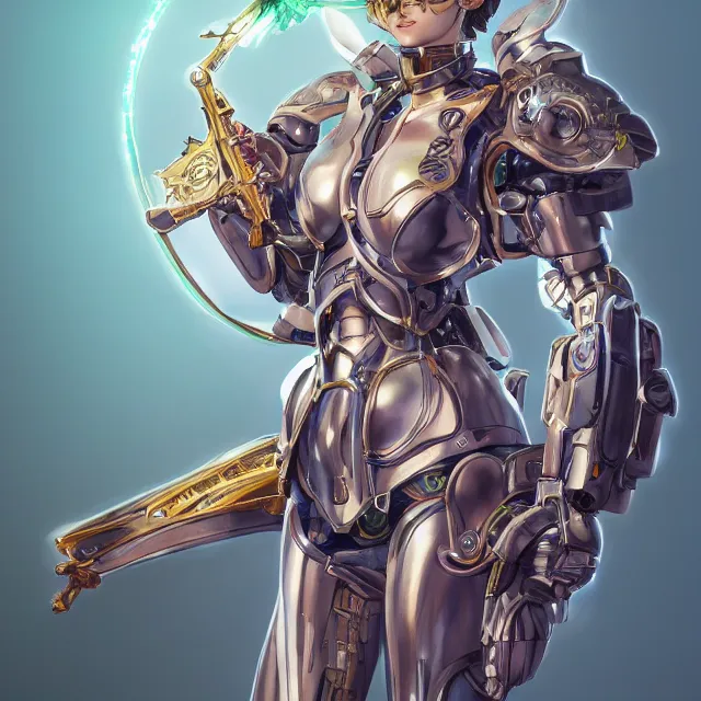 Image similar to studio portrait of lawful good colorful female holy mecha paladin absurdly beautiful, elegant, young sensual anime girl, ultrafine hyperrealistic detailed face illustration by kim jung gi, irakli nadar, intricate linework, sharp focus, bright colors, matte, octopath traveler, final fantasy, unreal engine highly rendered, global illumination, radiant light, intricate environment