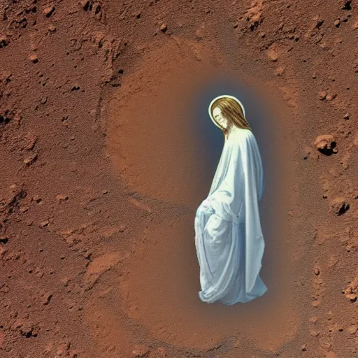 Image similar to wispy virgin mary image in mars soil