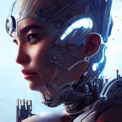 Image similar to cyborg queen, detailed portrait, intricate complexity, by greg rutkowski, artgerm, ross tran, conrad roset, takato yomamoto, ilya kuvshinov. 4 k, beautiful, cinematic dramatic atmosphere