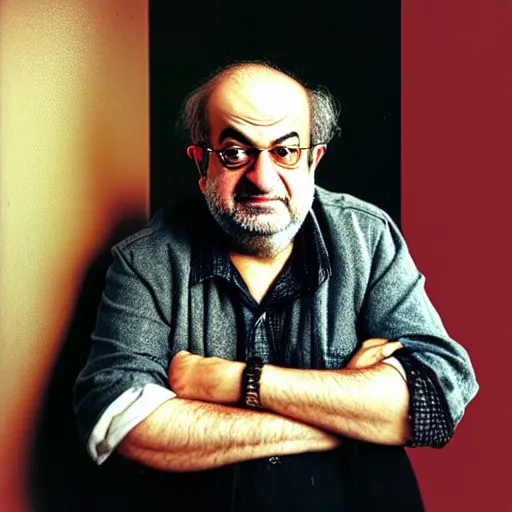 Prompt: kodachrome photographic portrait of author, salman rushdie from the year 3 0 0 0, portrait by annie liebowitz