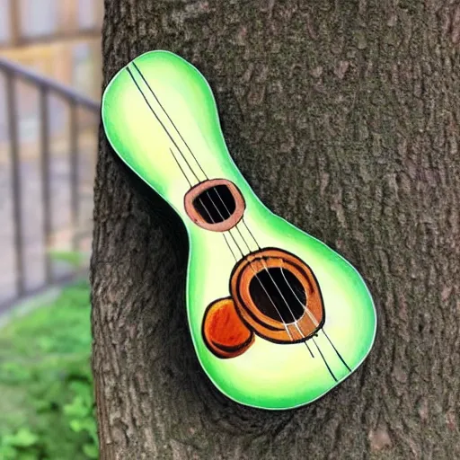 Image similar to avocado ukulele painted by von gogh