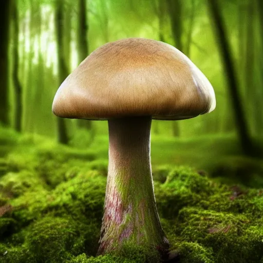 Prompt: shot of a mushroom in a green forest, wide aperture, intricate, highly detailed, artstation, sharp focus, artgerm