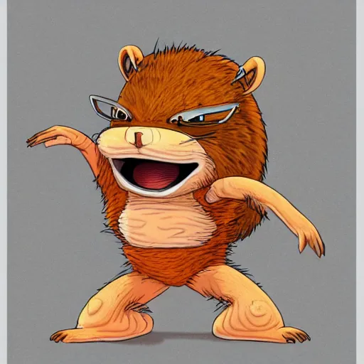 Prompt: anthropomorphic beaver Character design, original design by Akira Toriyama, samurai, tough mood, 8k, Akira Toriyama, highly detailed