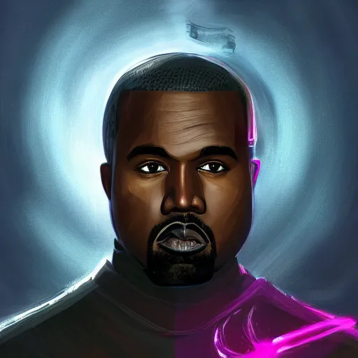 Prompt: portrait of kanye west as an over powered magic lord knight with futuristic upgrades to his armor and long sword, elegant, intricate, headshot, highly detailed, digital painting, artstation, concept art, sharp focus, illustration, art by petros afshar