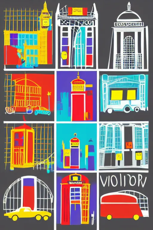 Image similar to minimalist boho style art of colorful london, illustration, vector art