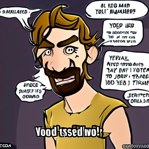 Prompt: cartoon Asmongold the twitch streamer