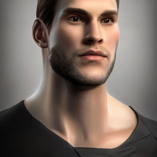 Image similar to A handsome man with Dark and Light hair, portrait, digital art, trending on artstation, behance, unreal render