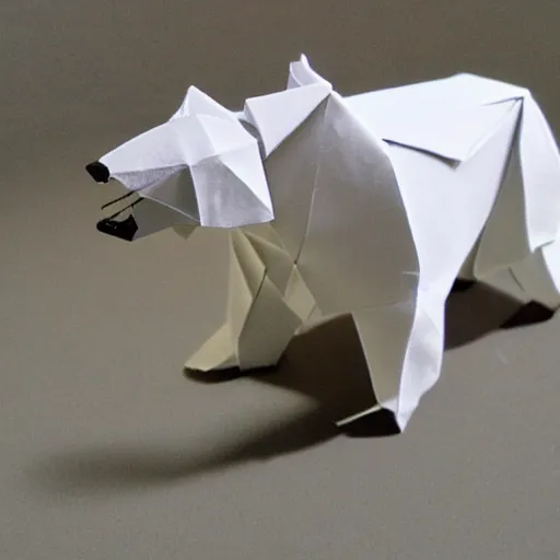 Image similar to polarbear made of origami, diorama