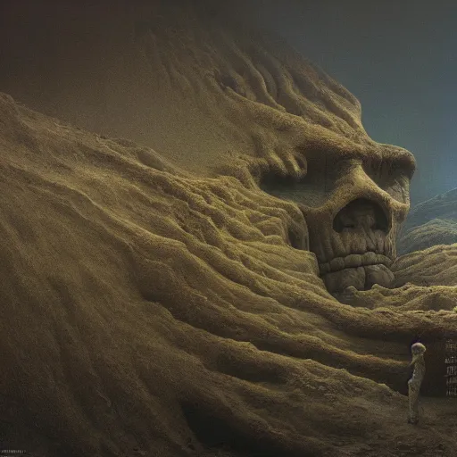 Prompt: painting by artist zdzislaw beksinski, 8k octane render, hyper realistic, unreal engine,