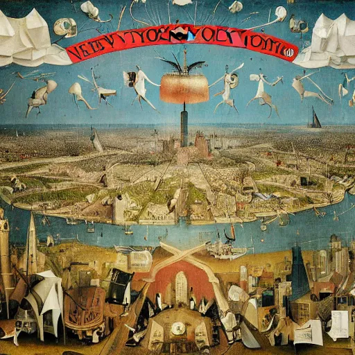 Prompt: new york city by hieronymus bosch