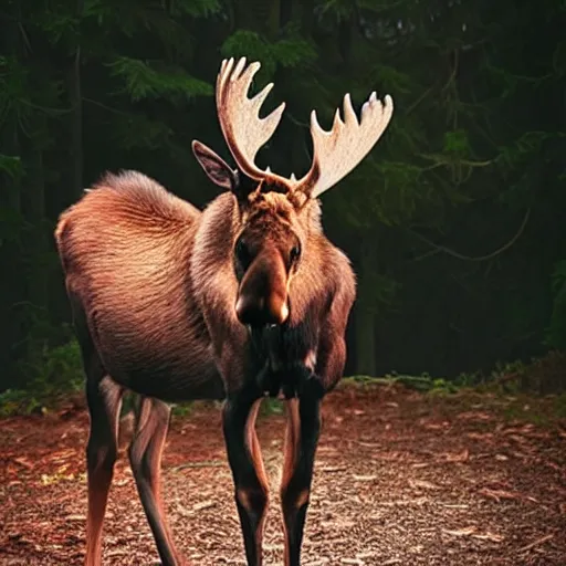 Prompt: a moose - cat - hybrid, animal photography