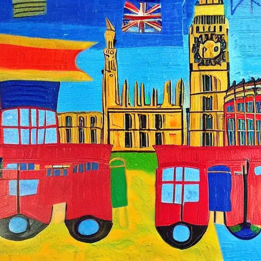 Prompt: outsider art of a painting of london.