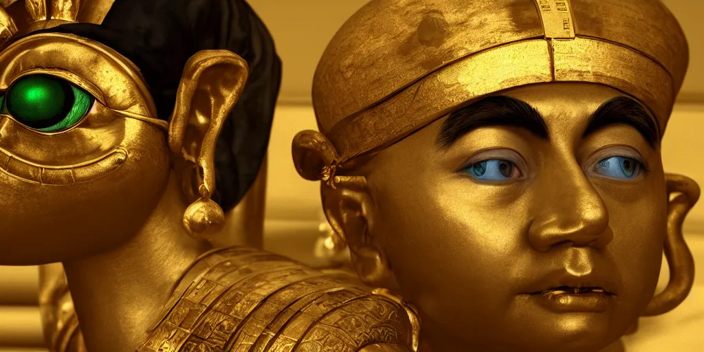 Prompt: a portrait of yoshi as tutankhamun, photorealistic, 8 k, highly detailed