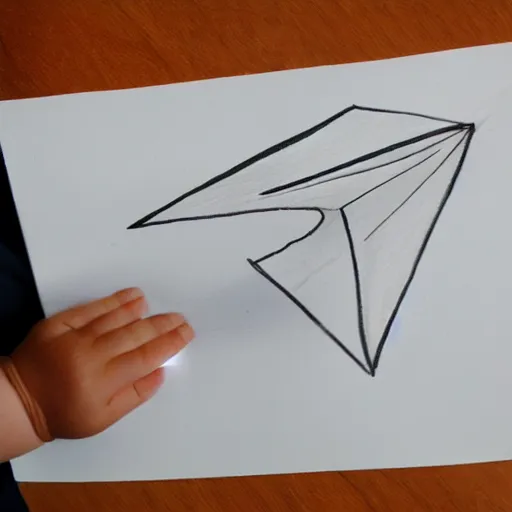 Image similar to child's drawing of a paper airplane.