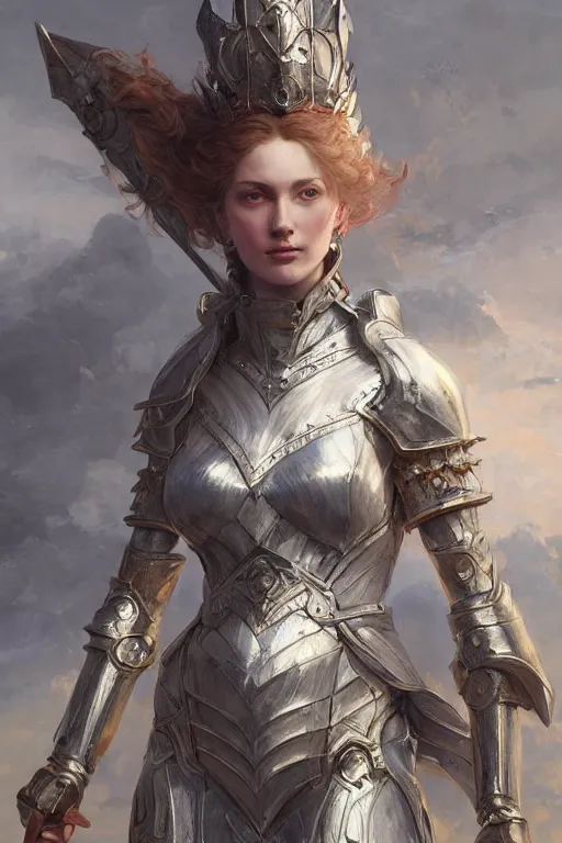 Prompt: full body of a beautiful woman wearing shining armor, fantasy, intricate, elegant, D&D, painted by edgar maxence, artgerm, greg rutkowski, artstation