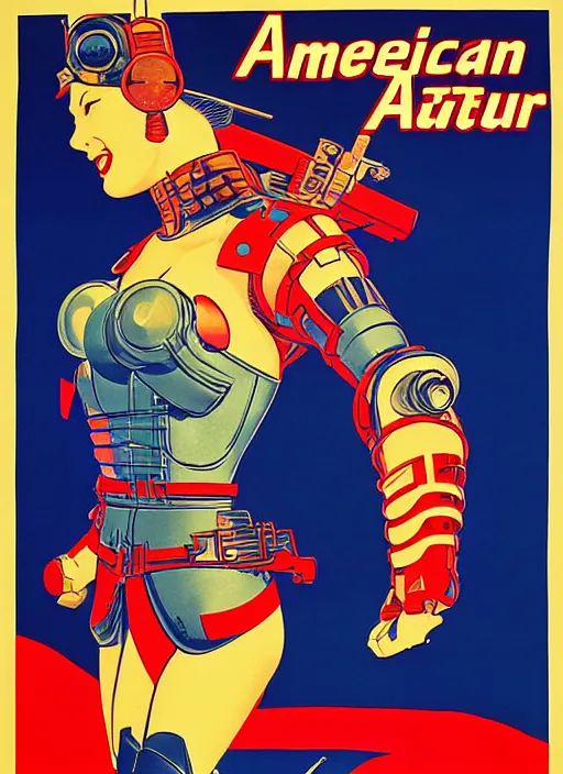 Prompt: american propaganda poster. cyberpunk samurai lady. portrait by jean giraud and anton otto fischer and john philip falter and will eisner and gil elvgren