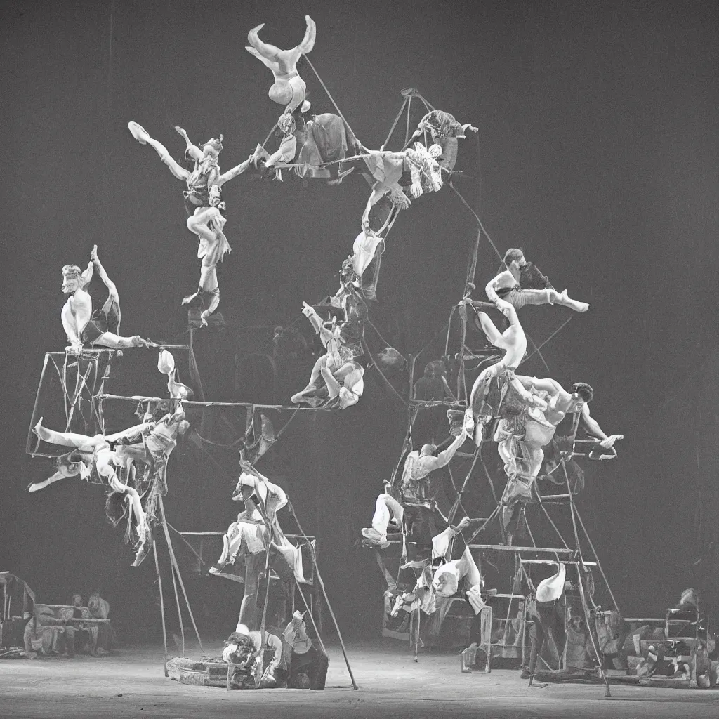 Image similar to spotlight on 2 performers at a circus by charles bell