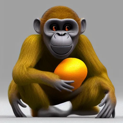 Image similar to fruit that look like a monkey, 3d render, highly detailed, hyper realistic