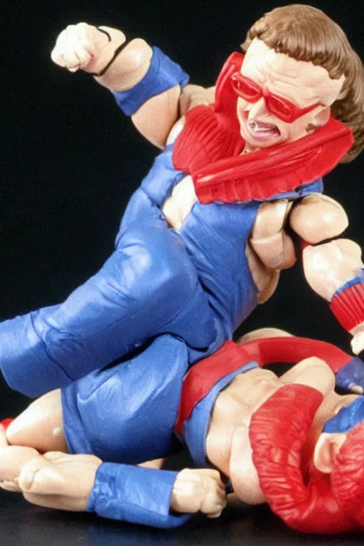 Prompt: stephen hawking as a 1 9 8 0 s wrestling action figure