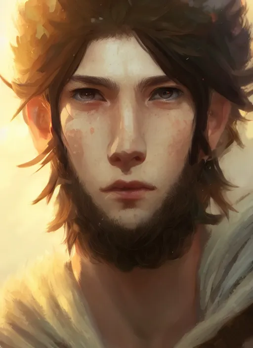 Image similar to a portrait of a male young druid, intricate, tone mapped, ambient lighting, highly detailed, digital painting, artstation, concept art, 4 k, stunning beautiful, sharp focus, by makoto shinkai and akihiko yoshida and hidari and wlop