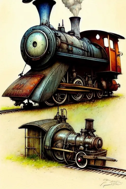 Image similar to (((((1950s train engine . muted colors.))))) by Jean-Baptiste Monge !!!!!!!!!!!!!!!!!!!!!!!!!!!