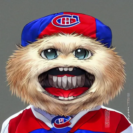 Image similar to anime Portrait of Youppi the Habs Montreal Canadiens Mascot as a very cute powerful and friendly pokemon, highly detailed anime, high evolution, 1990s, legendary, smooth, sharp focus, dynamic lighting, intricate, trending on ArtStation, illustration pokemon, art by WLOP