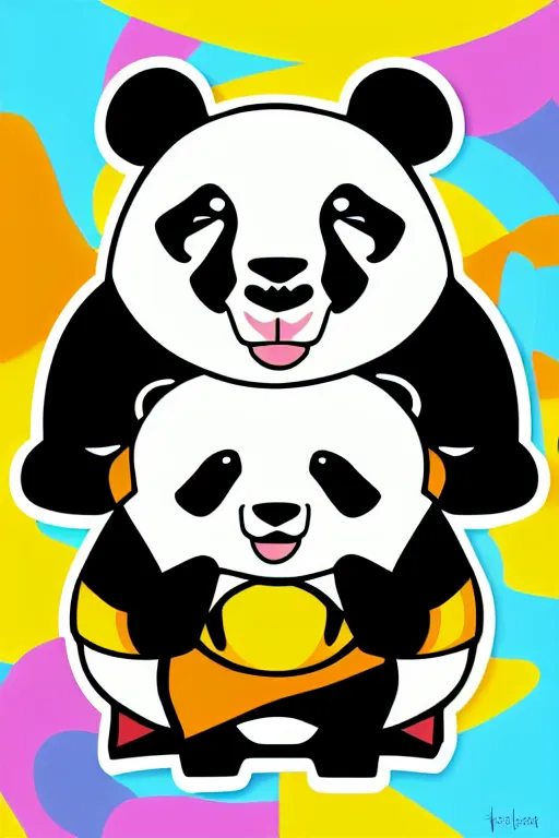 Image similar to Portrait of a panda as a wrestler, sticker, colorful, illustration, highly detailed, simple, smooth and clean vector curves, no jagged lines, vector art, smooth