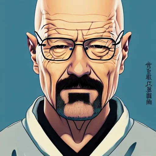 Image similar to portrait of walter white as the master of the ice, anime fantasy illustration by tomoyuki yamasaki, kyoto studio, madhouse, ufotable, trending on artstation