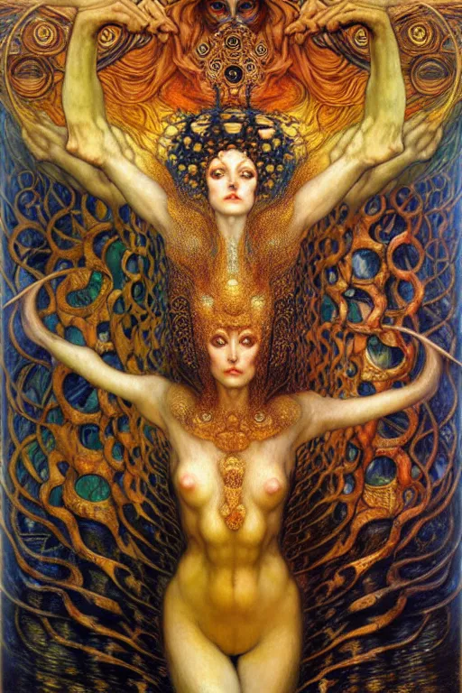 Image similar to Divine Chaos Engine by Karol Bak, Jean Delville, William Blake, Gustav Klimt, and Vincent Van Gogh, symbolist, visionary