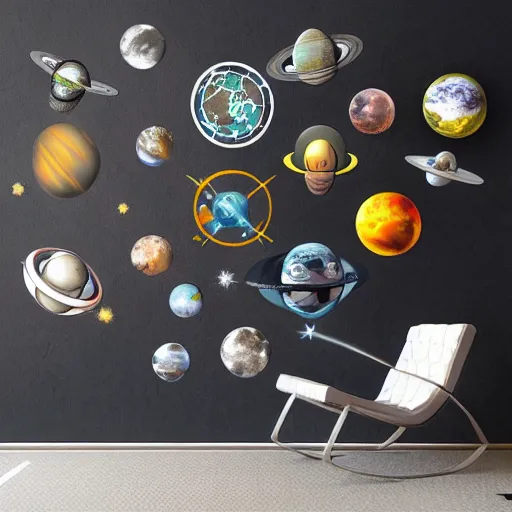 Image similar to elements of the cosmos collection on wall, multiverse astronauts standing below and beside multiverse portal