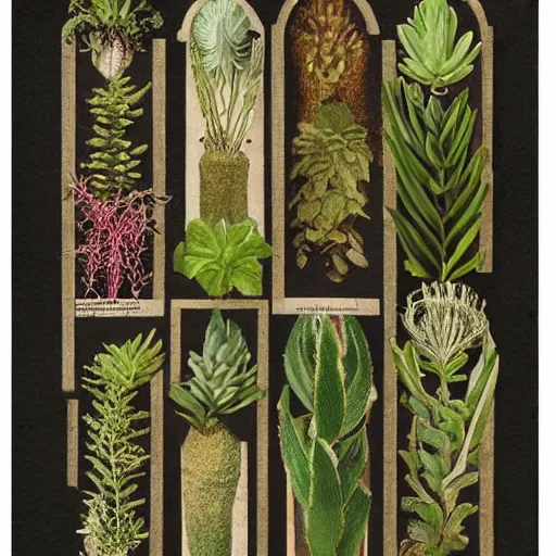 Prompt: page d’herbier de plantes futuristes